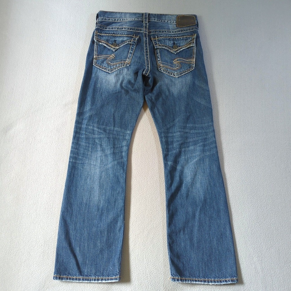 Silver Jeans Zac Flap Straight Mens 31x32 Blue Relaxed Fit Contrast Stitch Denim - Picture 8 of 12